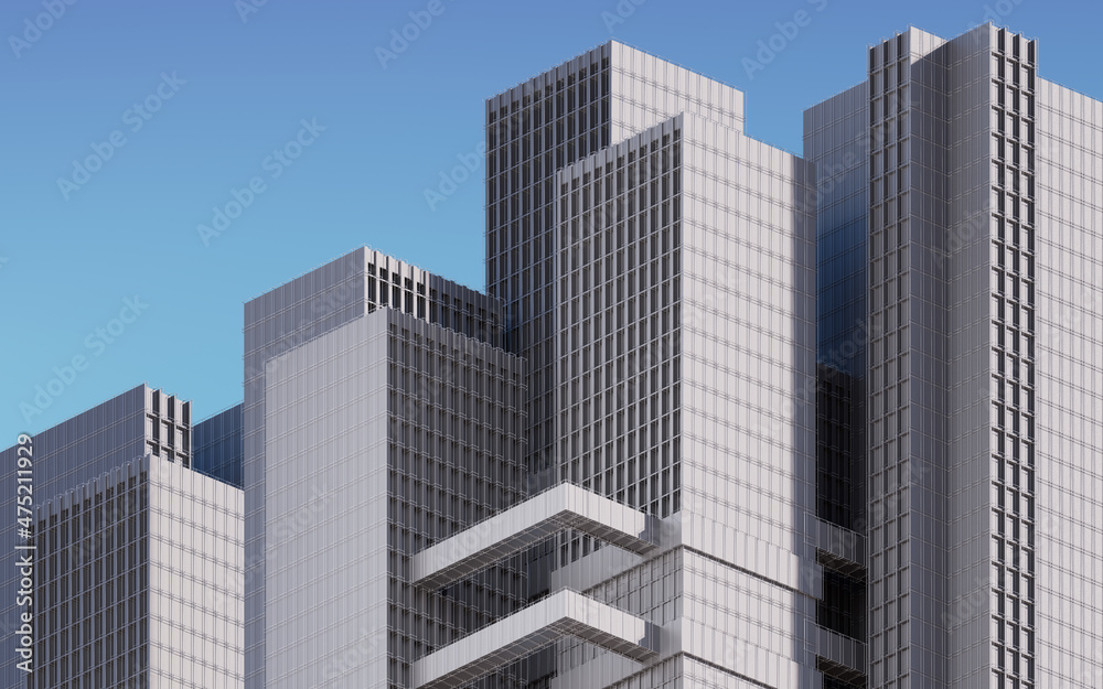 Urban building during the day, modular building,3d rendering. Urban building during the day, modular building,3d rendering.