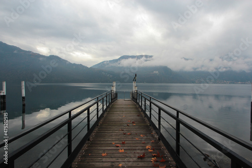 Abbadia Lariana, Como Lake : A typical jetty in ultra wide view photo