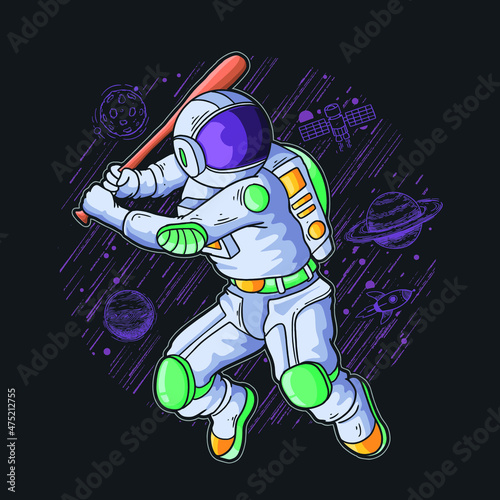 Astronaut Playing Baseball