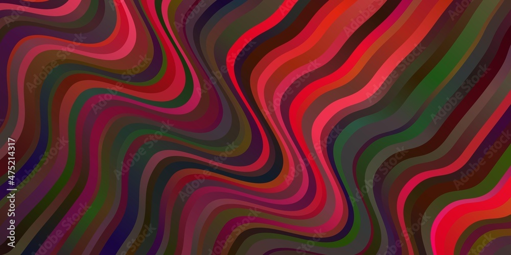 Dark Green, Red vector background with bent lines. Dark Green, Red vector background with bent lines.