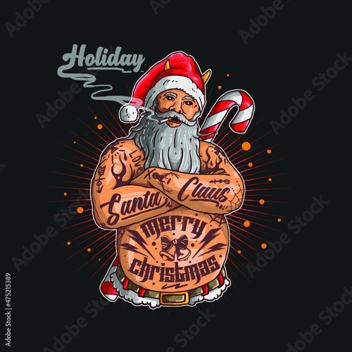 santa claus with tattoo 