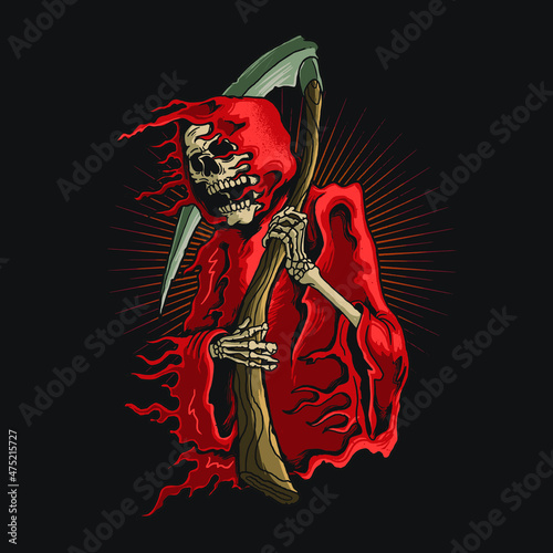 grim reaper with scyth illustration vector graphic