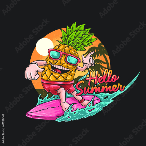 pineapple tropical surfing