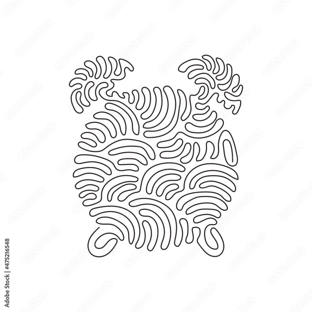 Single one line drawing modern alarm clock icon. Business watch in retro style. Time doing work with deadline. Stop time vector. Swirl curl style. Continuous line draw design graphic illustration