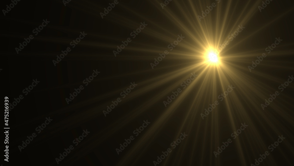 black background with bright rays. cosmic rays background. bright Star.