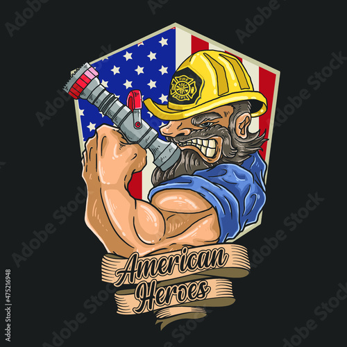 firefighter heroes illustration vector graphic
