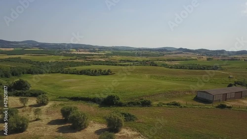 View with drone of the Val D'orcia countryside.