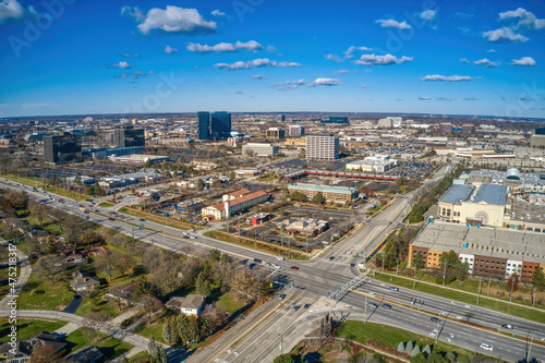 Fototapeta Naklejka Na Ścianę i Meble -  Aerial View of the Chicago Suburb of Schaumburg in Autumn