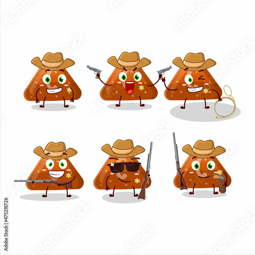 Cool cowboy orange gummy candy C cartoon character with a cute hat