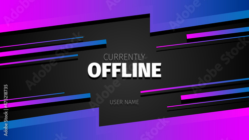 offline streaming banner design with blue and pink color on black background