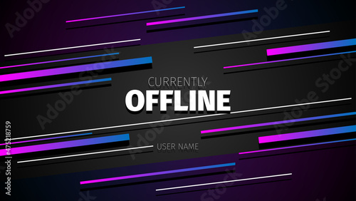offline streaming banner design with blue and pink color on black background