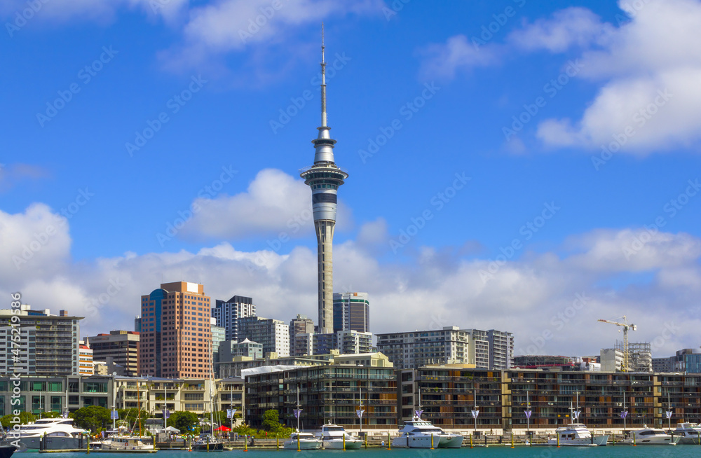 Landscape View to Auckland New Zealand from Viaduct Basin