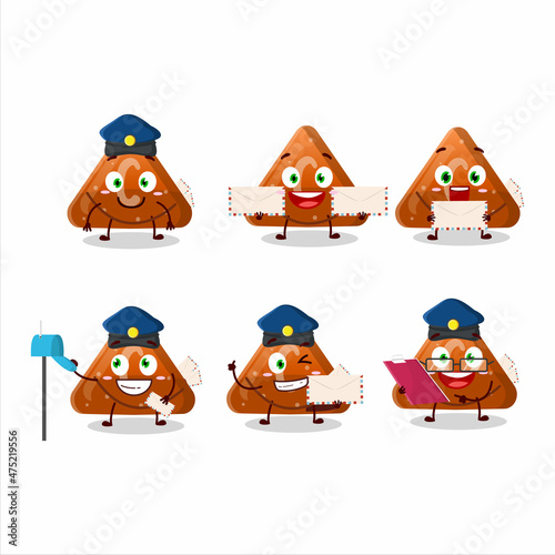 A picture of cheerful orange gummy candy C postman cartoon design concept