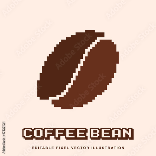 Pixel coffee bean icon vector illustration for video game asset, motion graphic and others