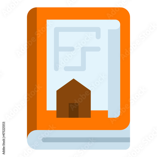 architecture book flat icon