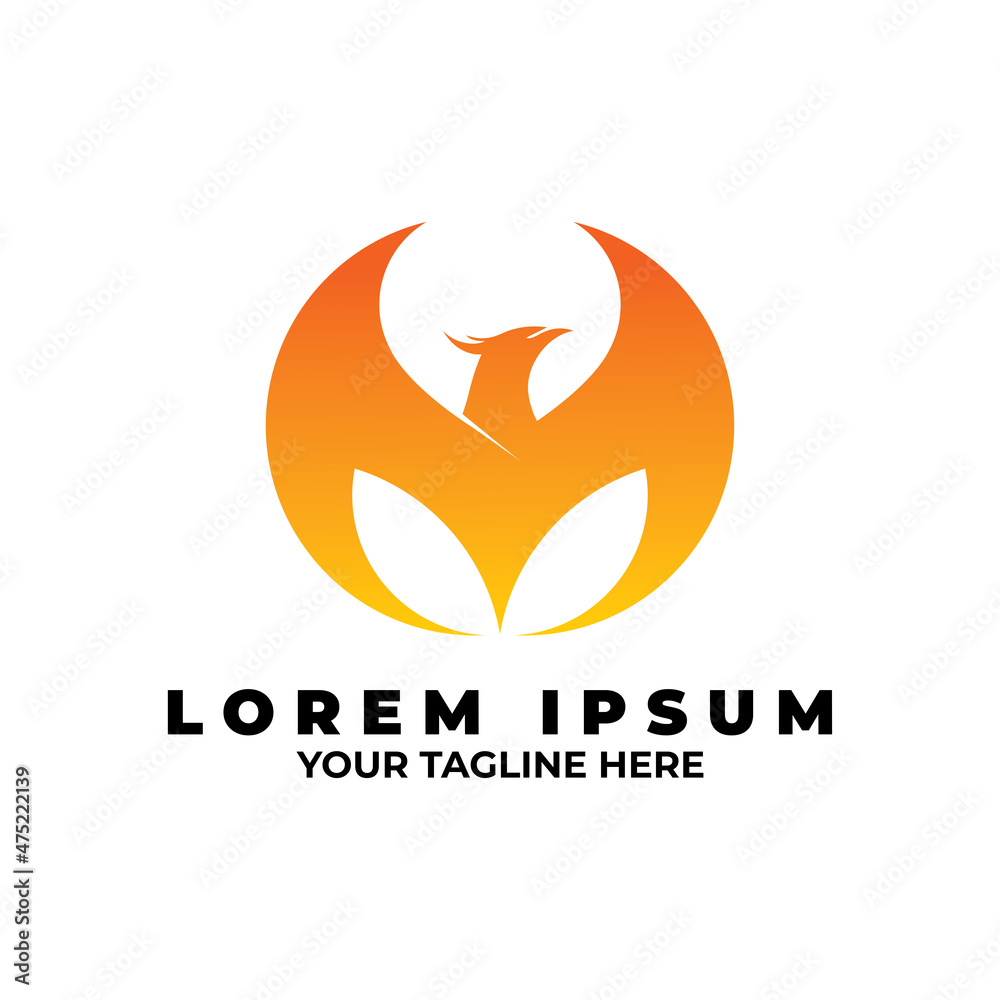 phoenix logo in circle design template. eagle fire symbol animal illustration phoenix logo in circle design template. eagle fire symbol animal illustration