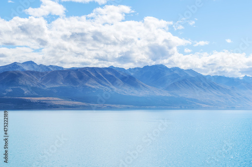 Panoramic Scenery Lake Pukaki  Mount Cook Mackenzie Region  South Island New Zealand