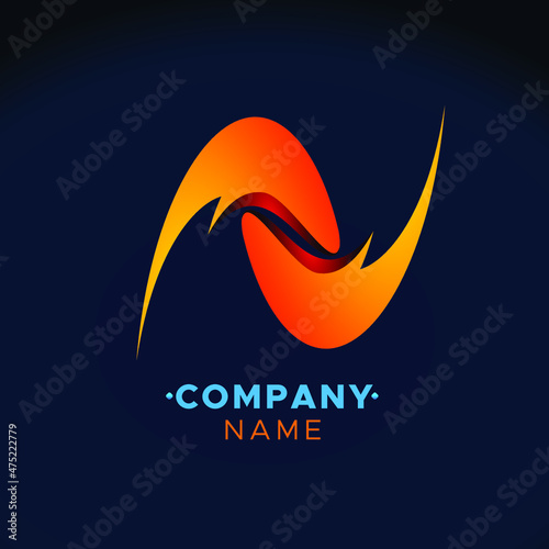 This an abstract colorful N letter Vector logo for Business Company, Brand Logo, abstract colorful illustration
