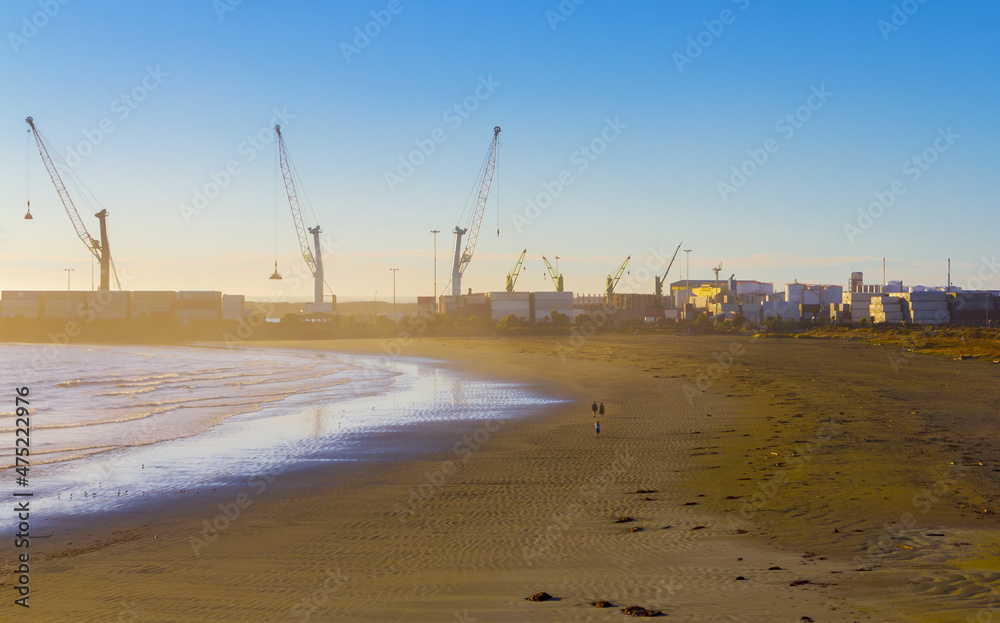Landscape Scenery of Caroline Bay Beach Timaru, South Island New Zealand; During Morning Time
