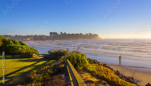 Landscape Scenery of Caroline Bay Beach Timaru, South Island New Zealand; During Morning Time