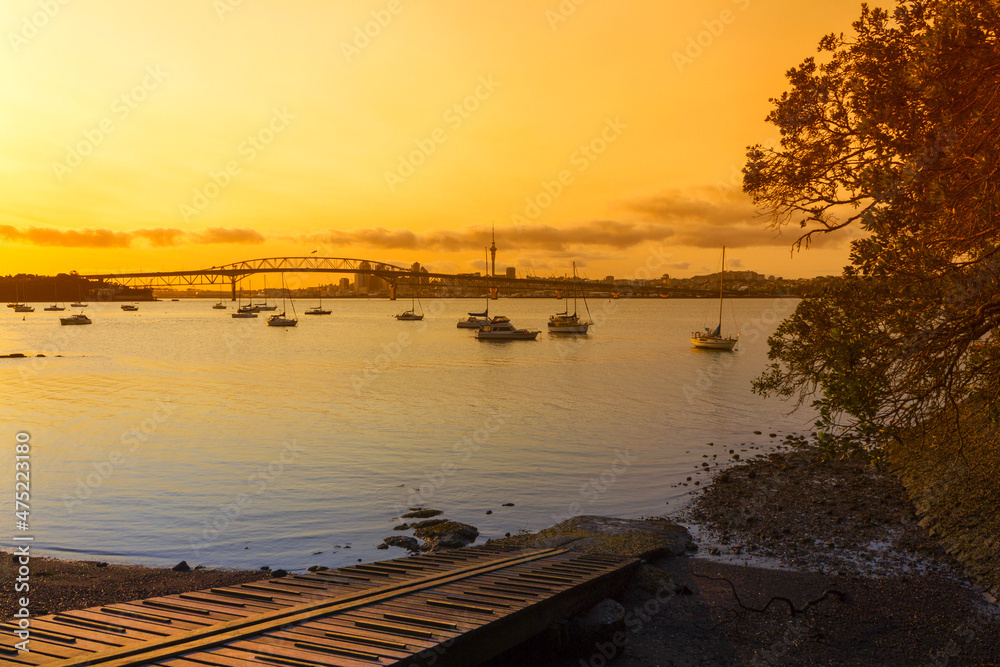 Sunrise Scenery at Birkenhead Beach Auckland New Zealand
