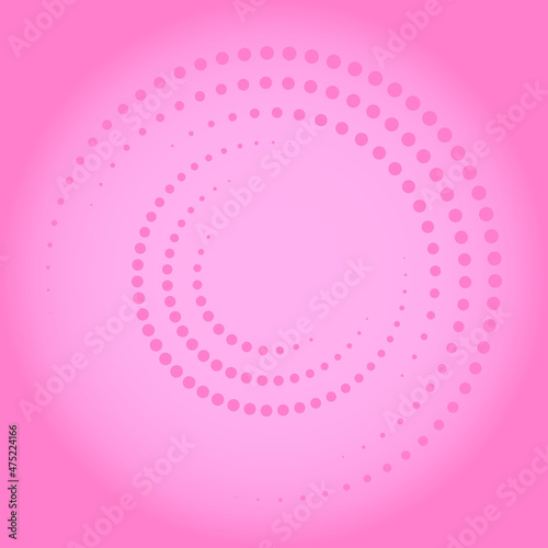 Pink halftone dotted lines. Geometric art. Halftone design element for border frame, round logo, blackout tattoo, sign, symbol, web pages, prints, template, pattern, abstract background
