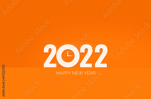 New Years Eve 2022 orange background with clok icon photo