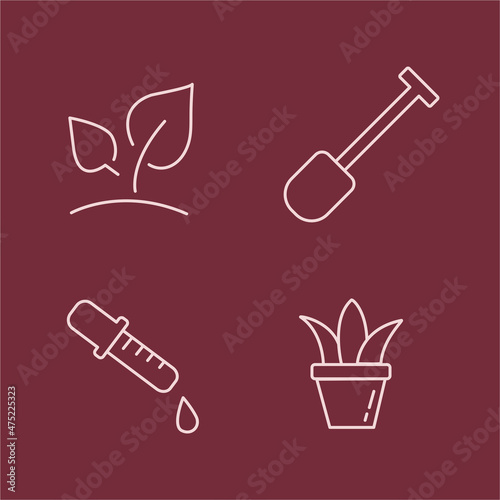 Garden Leaves and Tools Collection. Environment Concept. Vector Illustration.