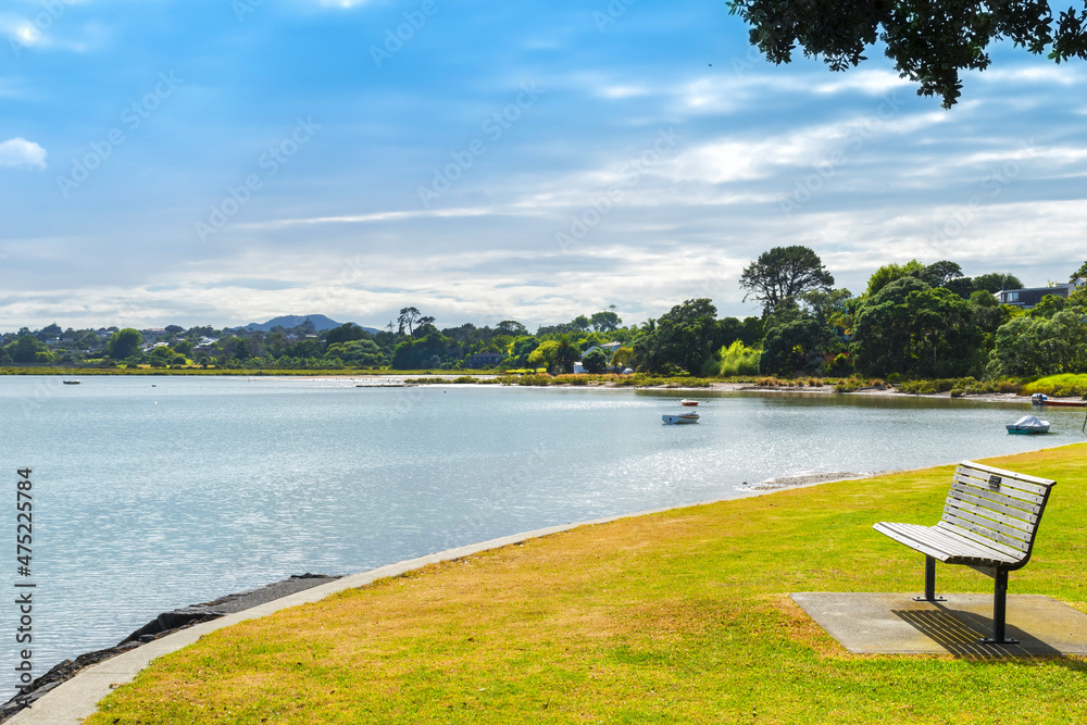 Panoramic View of Lansdowne Reserve on Shoal Bay, Bayswater, Auckland New Zealand