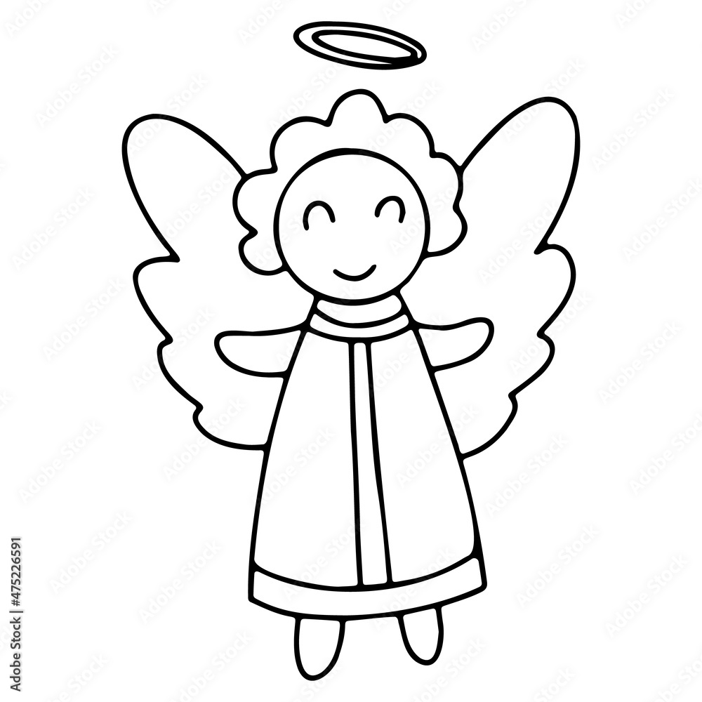 Cute vector doodle angel cartoon icon, Christmas angel Cute vector doodle angel cartoon icon, Christmas angel