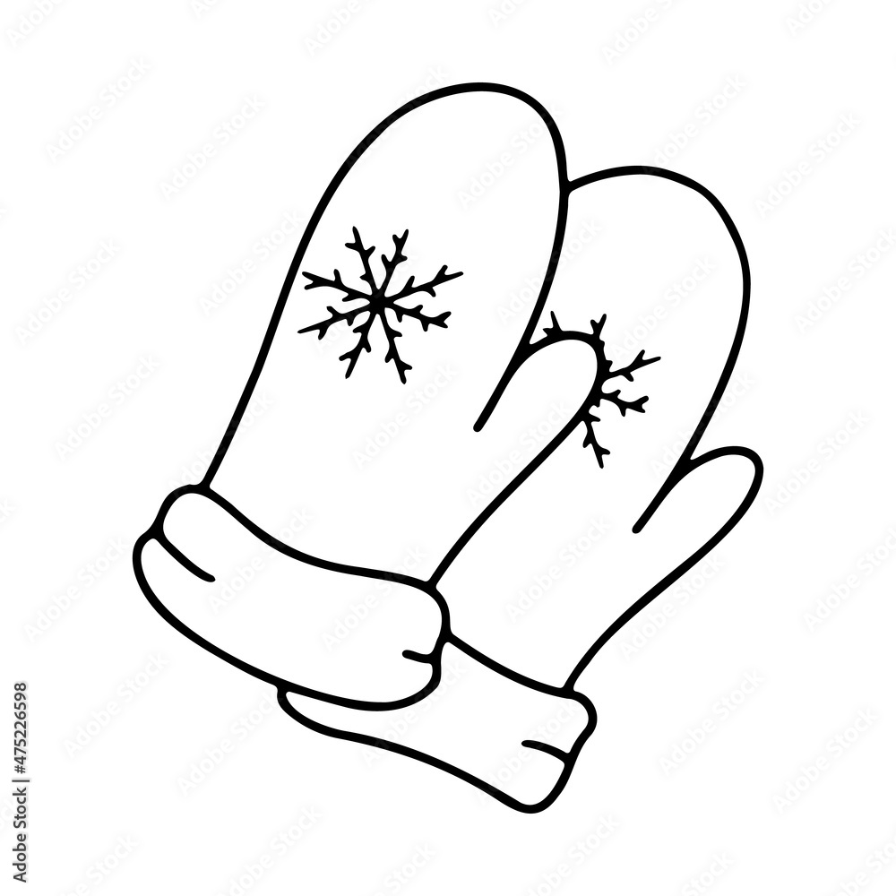 Doodle mittens, illustration of winter mittens Doodle mittens, illustration of winter mittens