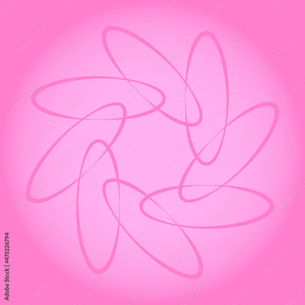Radial pink ellipse shape in circle form. Trendy design element for border frame, technology logo, sign, symbol, web, prints, posters, template, pattern and abstract background