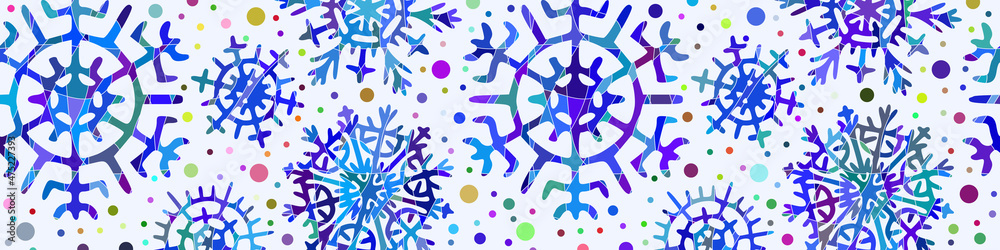 Border from snowflakes, banner. Winter vector background, christmas theme. Border from snowflakes, banner. Winter vector background, christmas theme.