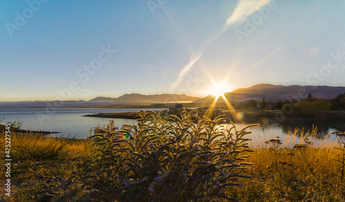 Morning Scenery at Lake Tekapo South Island, New Zealand photo