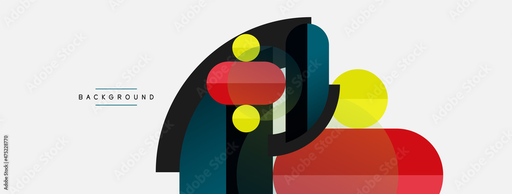Geometric shapes composition abstract background. Circles lines and rectangles. Vector illustration for wallpaper banner background or landing page Geometric shapes composition abstract background. Circles lines and rectangles. Vector illustration for wallpaper banner background or landing page