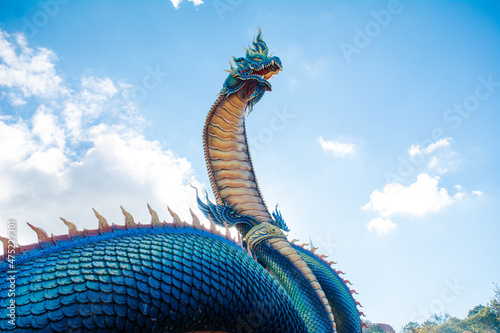 King of Nagas at wat phu manorom mukdahan thailand.(Phaya Sri Mukdamunini Neilpalnakarat)
