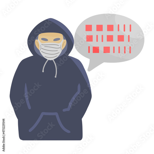 code hacker for cybercrime color illustration