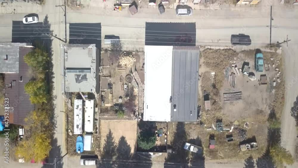 An aerial dolly topdown shot of Silver Plume Colorado that looks like