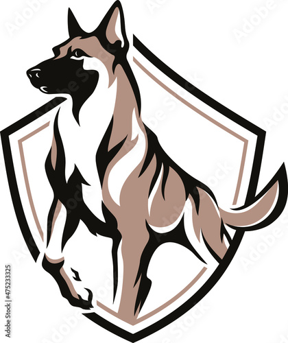 Shield Logo with Belgian Malinois (Shepherd) Dog