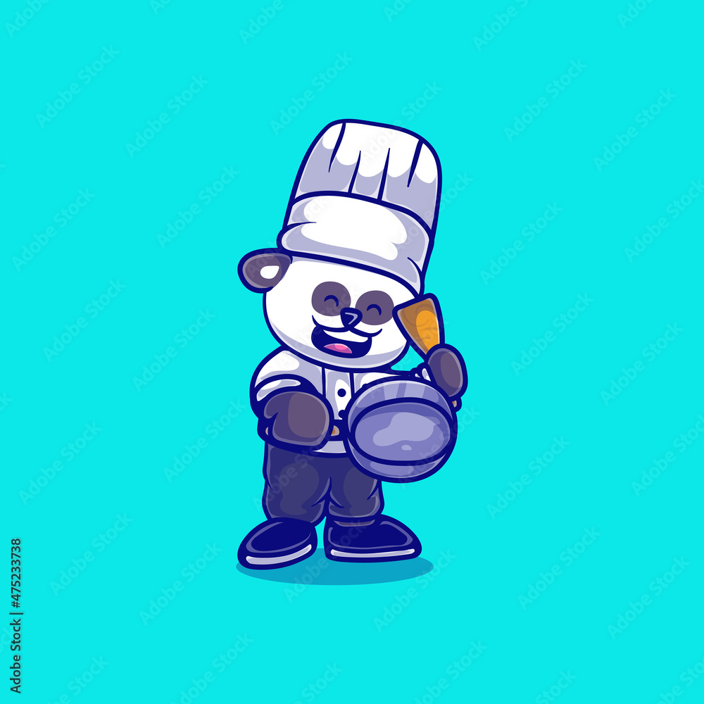cute panda chef illustration