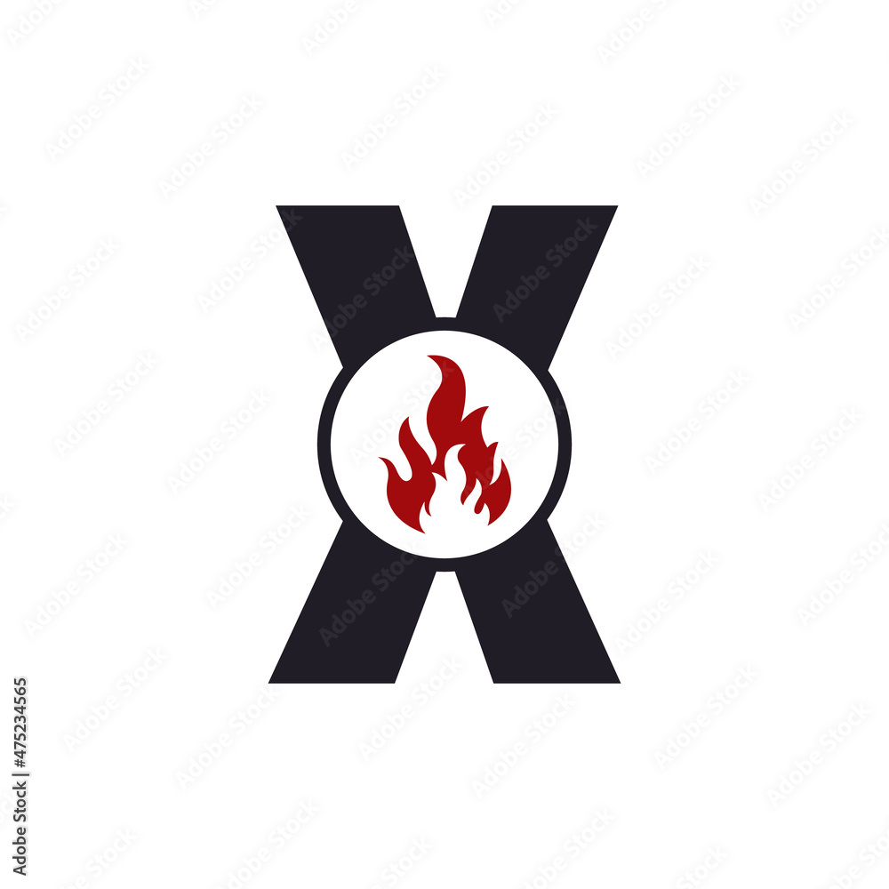 Fototapeta premium Initial Letter X with Flame Fire Logo Design Inspiration