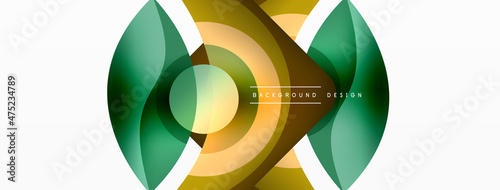 Abstract background with color geometric shapes. Beautiful minimal backdrop with round shapes circles and lines. Geometrical design. Vector illustration © antishock
