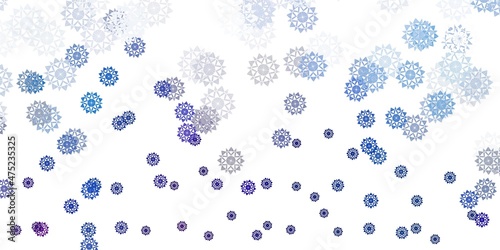 Light blue, yellow vector layout with beautiful snowflakes.