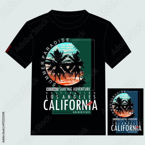 california summer text,lettering,images nature vector illustration t shirt design