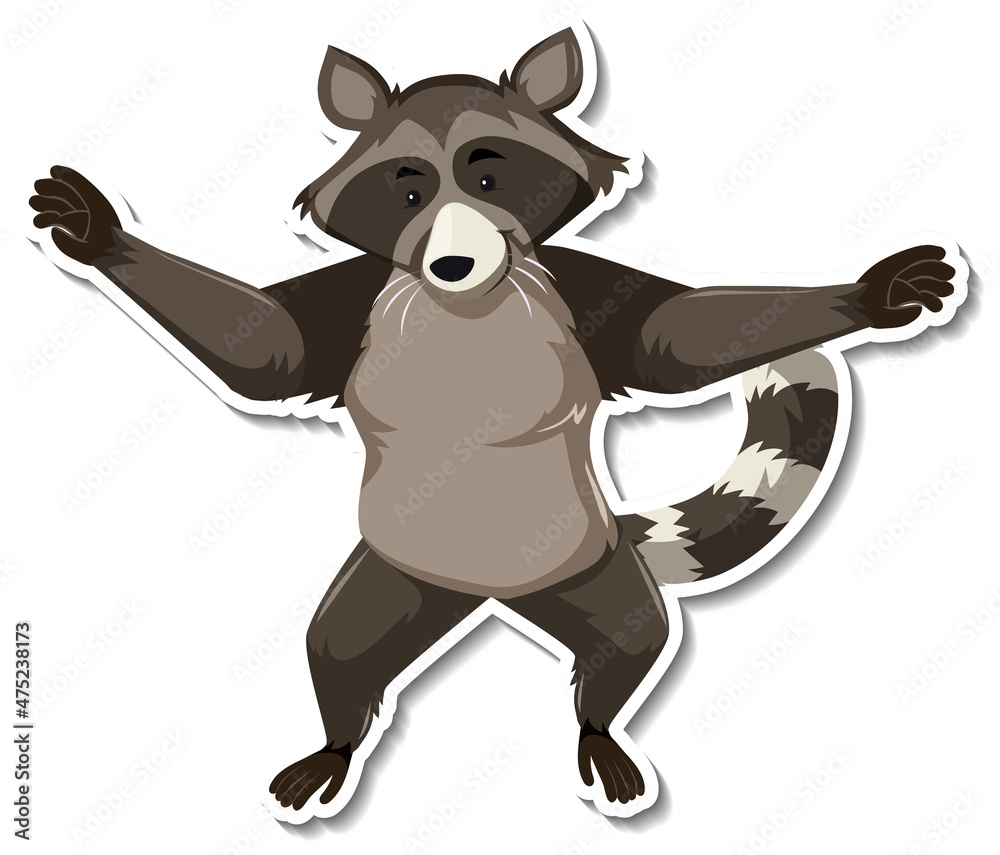 A raccoon dancing animal cartoon sticker