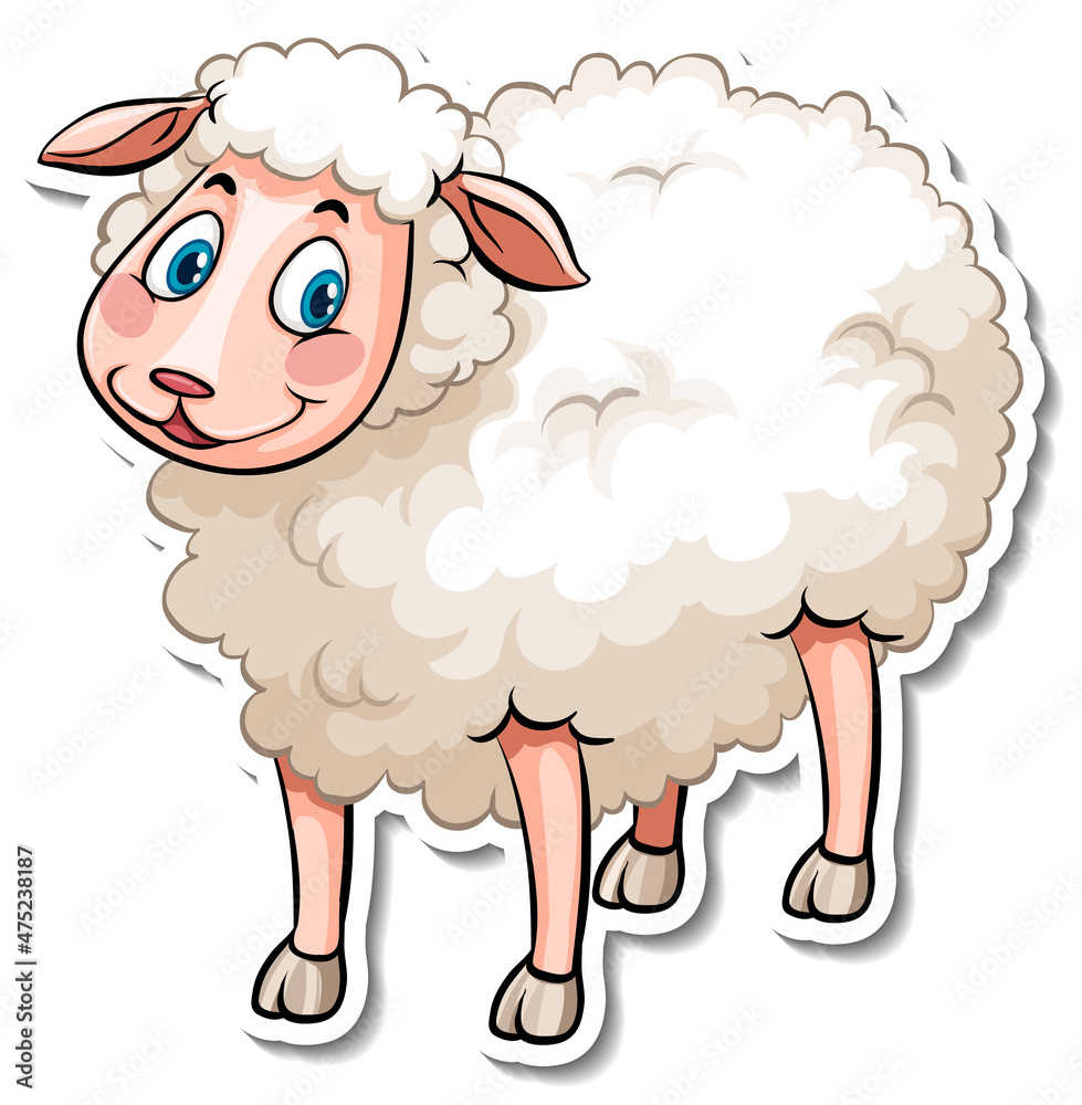 A sheep farm animal cartoon sticker A sheep farm animal cartoon sticker