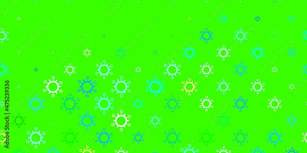 Light blue, green vector template with flu signs. Light blue, green vector template with flu signs.