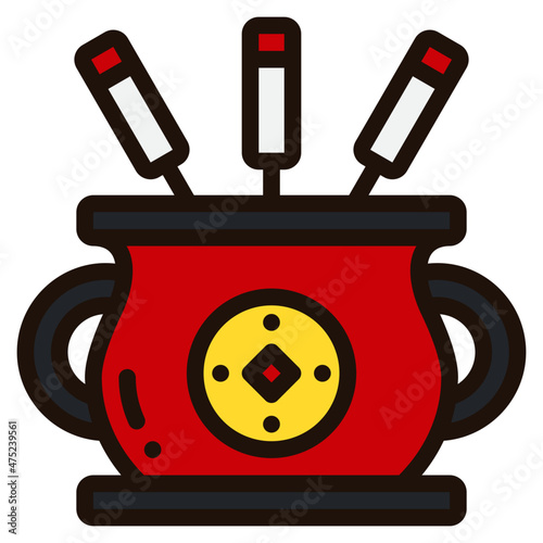 incense stick filled outline icon