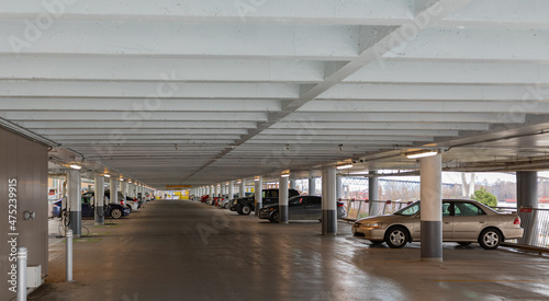 Parking interior. Parking garage in New Westminster BC. Multi-storey car park