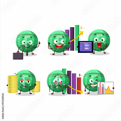 Green gummy candy F character designs as a trader investment mascot